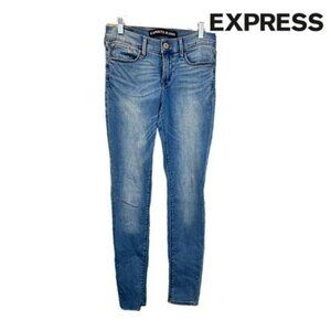 Express Jeans Women’s Classic Mid Rise Denim‎ Jeans Leggings with Back Pockets